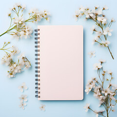Note book in flower background