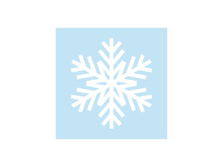 フラットな雪の結晶四角形アイコン：水色