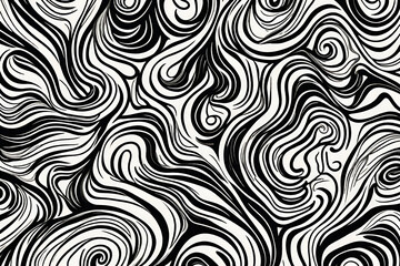 black and white doodle Bold curved lines and squiggles ornament
