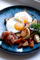 Breakfast Plate with Fried Eggs and Bacon