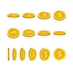 Fototapeta premium set of 3d golden dollar coins