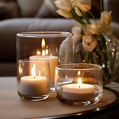 Elegant relax look of glass for candles 