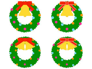 クリスマスベルリースアイコンセット：緑A
