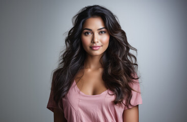 Fototapeta premium Portrait of a young beautiful woman with long hair