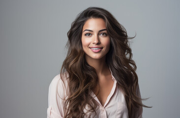 Fototapeta premium Portrait of a young beautiful woman with long hair