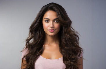 Fototapeta premium Portrait of a young beautiful woman with long hair