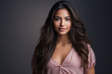 Naklejka premium Portrait of a young beautiful woman with long hair