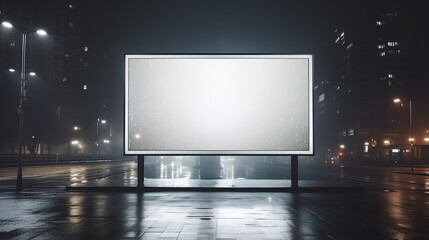 mockup blank screen advertising at night city street, billboard with space - Powered by Adobe