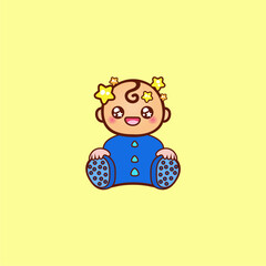 cute baby face vector blue clothes child
