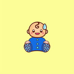cute baby face vector blue clothes cartoon