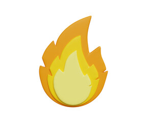 3D fire icon. Fire flame, bonfire, flame heat or spicy food symbol. 3d illustration