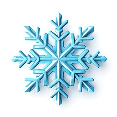 3d style Christmas blue snowflake on white background. Generative AI