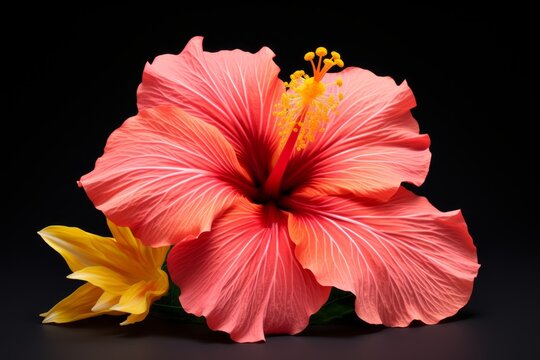 Photo of a vibrant hibiscus against a solid white background. Generative AI