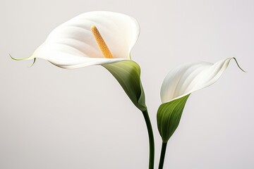 Photo of an elegant calla lily with a solid white background. Generative AI - Powered by Adobe