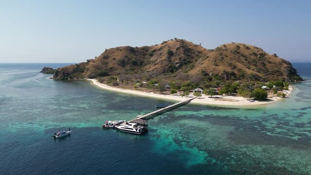 Drone view of Kanawa island in Komodo National Park, Indonesia