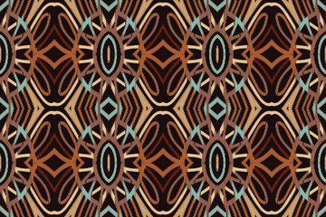 Ikat Floral Paisley Embroidery Background. Ikat Aztec Geometric Ethnic Oriental Pattern traditional.aztec Style Abstract Vector illustration.design for Texture,fabric,clothing,wrapping,sarong.