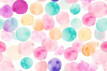 Rainbow circle watercolor seamless pattern for background. Generative AI