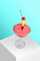 Glass of tasty alcohol cocktail on the desk