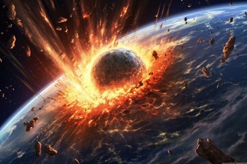 Illustrating the Impact of a Meteor Colliding with Earth Fragile Surface
