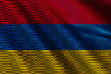 3d illustration flag of Armenia. Close up waving flag of Armenia.