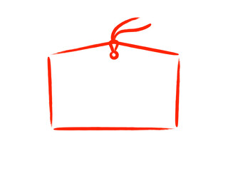 シンプル筆描き五角形絵馬B：赤線