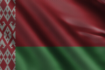 3d illustration flag of Belarus. Close up waving flag of Belarus.