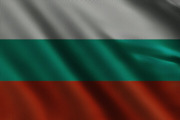 3d illustration flag of Bulgaria. Close up waving flag of Bulgaria.