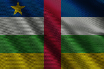 3d illustration flag of Central African Republic. Close up waving flag of Central African Republic.