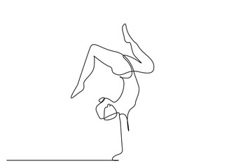 young healthy fit woman yoga sport balance peace life line art design