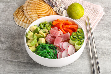 Hawaiian cuisine - poke with tuna and rice