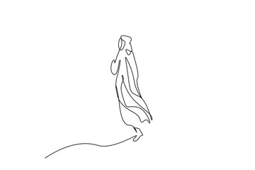 woman beautiful long dress dream line art pose concept