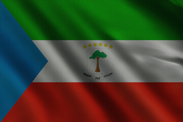 3d illustration flag of Equatorial Guinea. Close up waving flag of Equatorial Guinea.