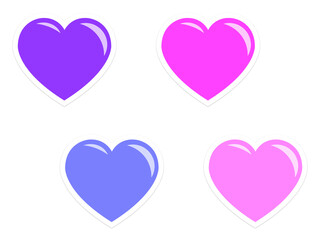 ぷるんとしたハートシールセット：紫