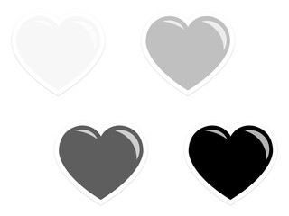 ぷるんとしたハートシールセット：白黒