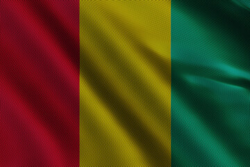 3d illustration flag of Guinea. Close up waving flag of Guinea.