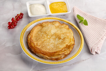 Sweet homemade thick baked pancakes