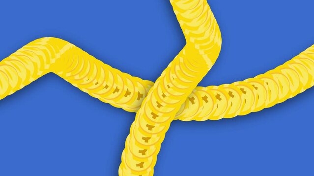 abstract background yellow texture snake smooth moving isolated on blue background