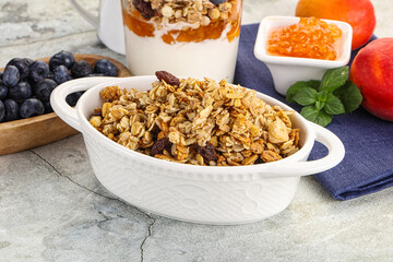 Granola museli cereal for breakfast