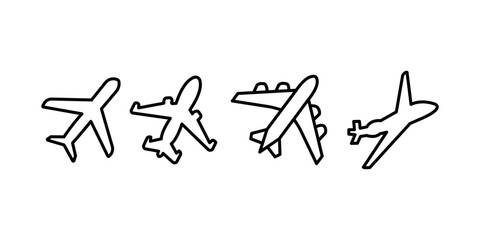 Plane, flight, airport icons set. Thin line icon set.