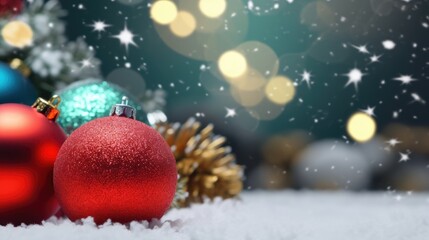 Naklejka na ściany i meble Christmas and New Year holiday background with festive decorative