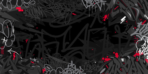 Obraz premium Dark Abstract Urban Style Hiphop Graffiti Street Art Vector Illustration Background Template