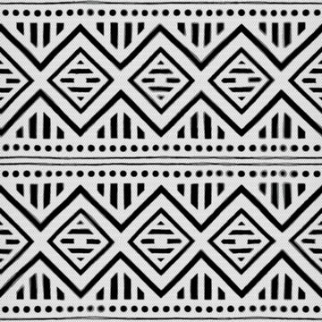 Black and white traditional ethnic pattern fabric texture seamless material