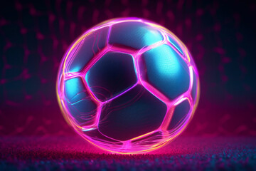 Naklejka premium Soccer neon ball. Football game. Football match. Sports success. 