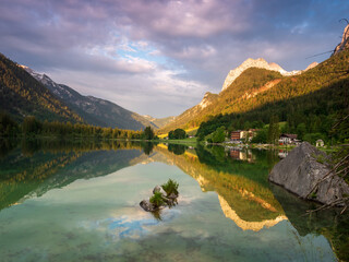 lake Hintersee and mountains in the Berchtesgaden Alps