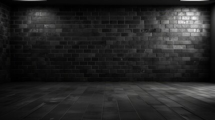 of empty room with brick wall and floor in dark tone