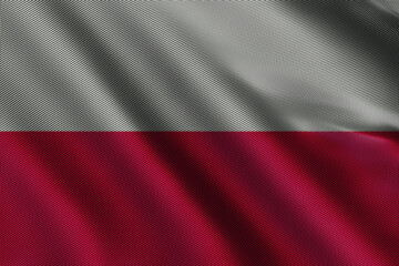 3d illustration flag of Poland. Close up waving flag of Poland.