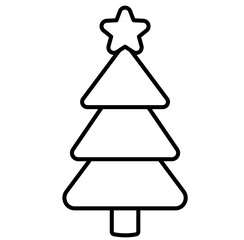 Cute Christmas tree outline cartoon doodle illustration	