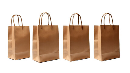 collection of brown paper bags. Isolated on white