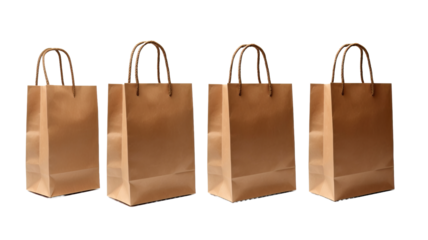 collection of brown paper bags. Isolated on white