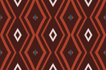 Ikat Damask Paisley Embroidery Background. Ikat Frame Geometric Ethnic Oriental Pattern traditional.aztec Style Abstract Vector illustration.design for Texture,fabric,clothing,wrapping,sarong.